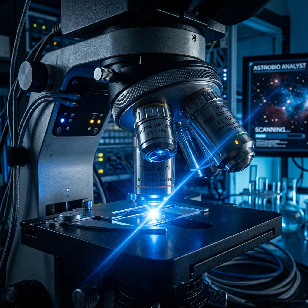 Microscope Lens with Light Flare - Space Food Research